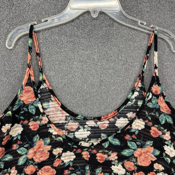Soprano Tank Top Womens Small Black Floral Rose Y2K Sleeveless Camisole USA - Picture 10 of 14